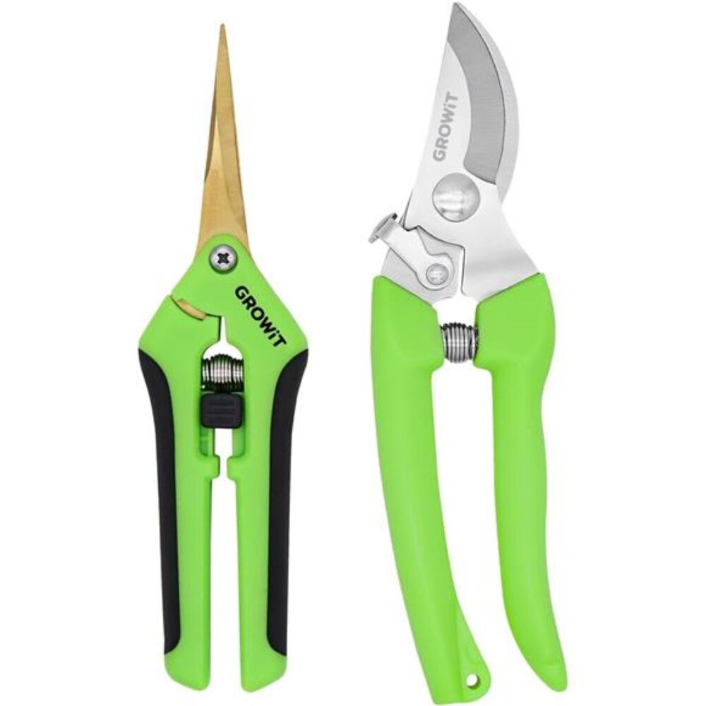 Pruning Shears & Gardening Scissors Set - 7"Titanium Coated Sharp Garden Clipper